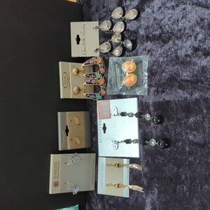 Misc. Brands Lot of 7 New Dangle Pierced Earrings Sets Hypo Allergenic Sterling